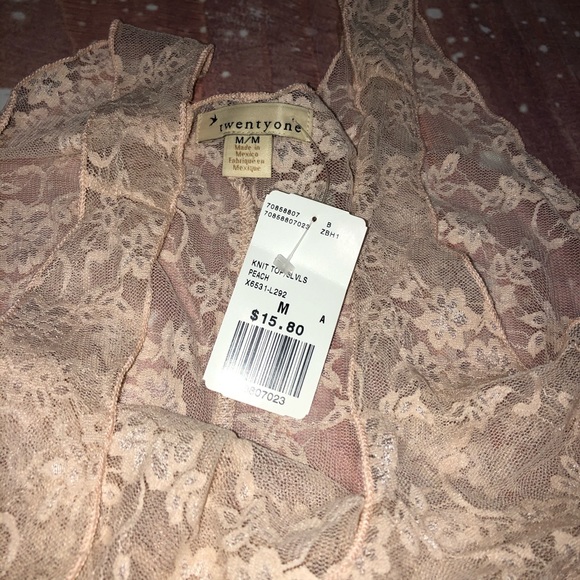 NWOT Forever21 Sheer Soft Pink Floral Tank Top - Picture 4 of 5